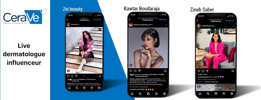 Dispositif de live streaming conçu par WB&C autour de CeraVe, avec format interactif, conseils experts et pédagogie.